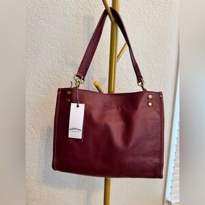 American Leather Co Lenox Triple Entry Satchel dark cherry Tote bag NWT